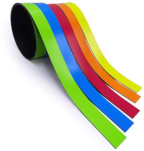 5 bandas magnéticas de colores surtidos I cinta magnética de 2cm x 1m para marcar en pizarras blancas estanterías de almacenamiento calendarios I etiquetas magnéticas I mag211