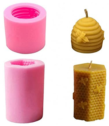 2 stycken silikonform för bivaxljus tvål bar ljus hemlagat gjutljus gör-det-själv silikonform handgjorda ljus former fondant kaka dekoration 3D bi tvål vaxljus harts