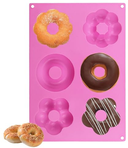 Molde de silicona para rosquillas, molde de silicona en forma de flor para bagels, antiadherente, resistente al calor, molde de silicona para hornear galletas y pasteles