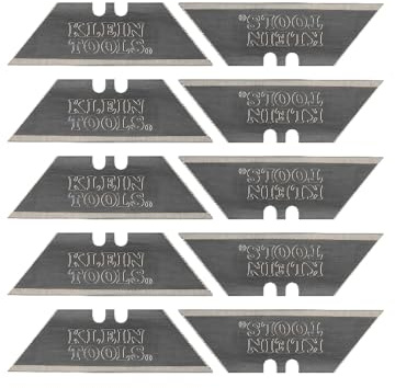 Klein Tools 44124 Utility Knife Blades, Heavy-Duty Steel Replacement Blades with Triple Ground Edges for Long Lasting Sharpness, 10-Pack