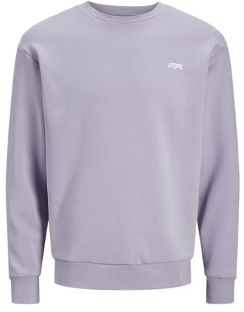 JACK & JONES Jjscript Bradley Sweat à col Rond pour Homme, Languid Lavender, S