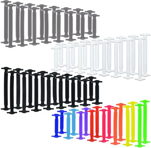 OQKAHIV 64 pcs Lacci Scarpe Elastici, Adulti e Bambini, Senza Nodo, in Silicone Facile da Inserire e Usare, Facili da Indossare Senza Allacciarsi, Si Adattano alla Maggior Parte dei Lacci