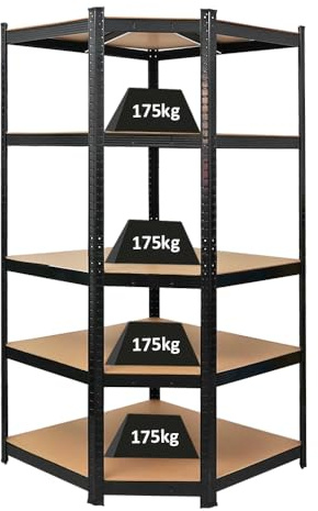 PROREGAL Eckregal Ragnar 1x: 180x90x60cm Schwarz Fachlast 175kg, Kellerregal, Steckregal, Garagenregal, Lagerregal