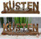 Cepewa Schriftzug 'Küsten-Liebe' | 38x12x8cm Mangoholz Aluminium | Dekoaufsteller Tischdeko Aufsteller maritim(1 x Schriftzug Küsten-Liebe 38x12cm)