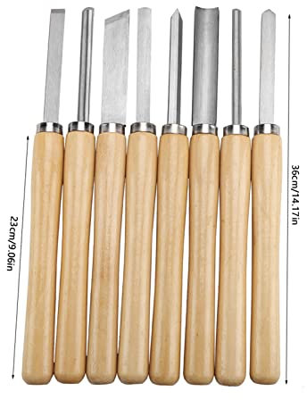 Lot de 8 Outils de Burin pour Tour à Bois, Outils de Tournage Professionnels en Acier avec Manche en Bois, Gouge à Bois, Accessoires Artisanaux pour Débutants, Artistes