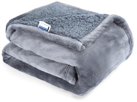Nobleza 2 Piezas Manta Impermeable Perro, XXL 203 x 152cm Suave y Esponjosa Manta Mascota, Manta Lavable de Felpa a Prueba de Fugas para Sofá y Cama, Reversible, Gris