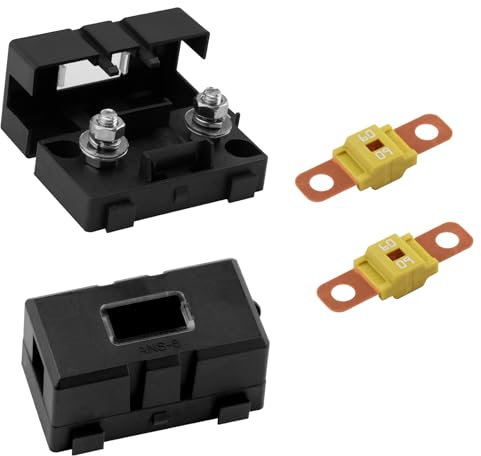 2 fusibili a vite Midi da 60 A e 2 portafusibili ANS portafusibili MIDI, 12 V-58 V, fusibile ad alta tensione per auto, camion, veicoli edili, autobus, roulotte