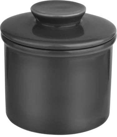 YHNDECO Beurrier français, en céramique, refroidi à l'eau, pour un beurre frais et tartinable (noir)