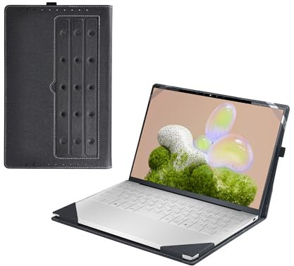Laptop Cover for DELL XPS 13 9350 9345 9340 9315 XPS 13 Plus 9320 All-Inclusive 13.4 2-in-1 PU Leather Inner Pocket Cover (Black)