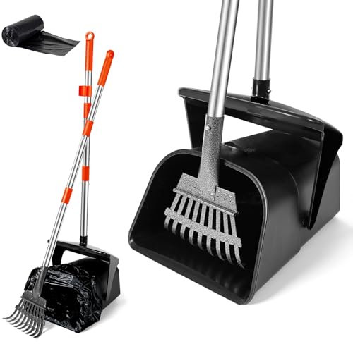 Hundekotschaufel,101cm Drehbarer Behälter & Hundekotschaufel mit 20 Abfallbeuteln, Abnehmbar Schaufel für Große Hund,Kotschaufel Geruchsneutral,Langer Griff Large verstellbare Harke Waste Removal