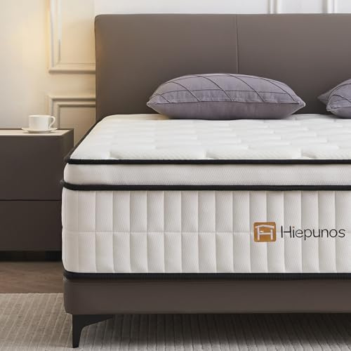 Hiepunos Matelas 180x200 cm, Épaisseur 30cm, Hybride Matelas en Mousse à mémoire de Forme à Ressorts ensachés Indépendants, 7 Zones de Confort, H3 H4 Moyenne Ferme, Durable, Soutien Parfait