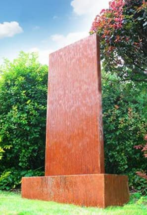 Primrose 120cm Corten Steel Vertical Wall Outdoor Water Feature with Reservoir & LED lights