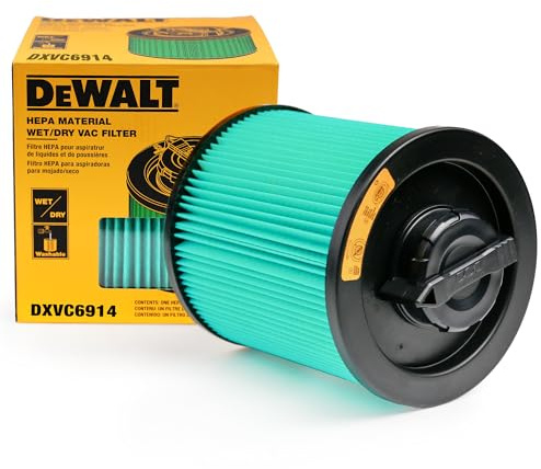 DeWalt DXVC6914 HEPA-kassettfilter, passar för 6-16 gallon våta/torra dammsugarar, kompatibel med DXV06P DXV09P DXV10P DXV10S DXV12P DXV14P DXV16P DXV16PA DXV16S, annan rekommenderar DXV09PA DXV10PL