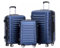 BEIBYE Hartschalen Koffer Trolley Rollkoffer Reisekoffer Zwillingsrollen Kofferset (Dunkelblau, Set)