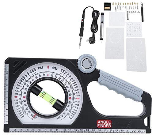 Universal Slope Angle Meter, Dual-Scale Rotary Pitch Finder with Level Vial w/Thumb Dial, 0-180 Degree Inclinometer Magnetic Multifunctional Level Protractor