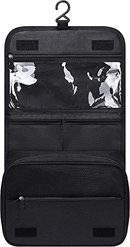 Acopton Portable Hanging Travel Toiletry Bag for Men and Womens Waterproof Bathrooom Shower Bag Multifunctional Cosmetic Makeup Organzier (Black)