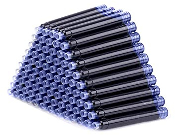 40 cartuchos de tinta desechables, borrables, color azul, recargas de pluma estilográfica, 3,4 mm de diámetro, bolsa de tinta universal (40 unidades, azul (borrable)