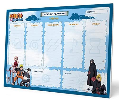 Grupo Erik Weekly Planner A4 - Naruto Manga | Undated Daily Planner Family, Desk Calendar, 54 Tear Off Pages Notepad | Naruto Shippuden Gifts Under 10 Pounds
