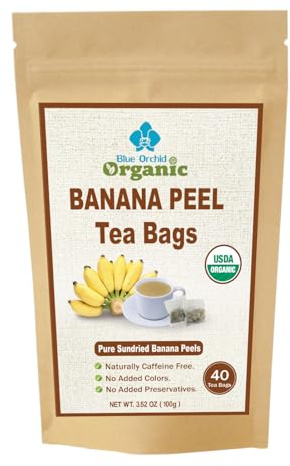 Organic Banana Peel Tea - Relaxation Thai Herbal Drink - From Sun Dried Ripe Banana Peels - 40 Count Tea Bags - Caffeine Free
