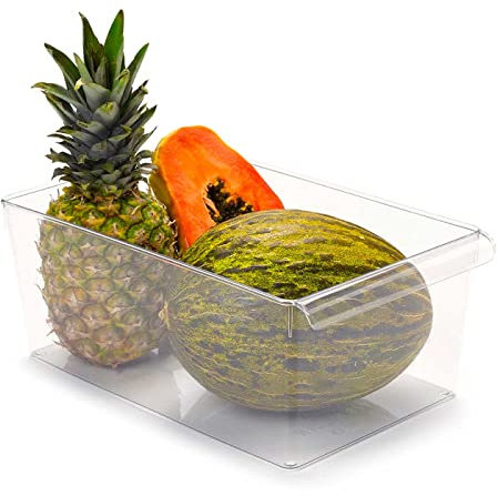 Tradineur - Cajón organizador reutilizable para frigorifico Nº 14 - Fabricado en plástico - Recipiente de plástico transparente - 15 x 23 x 37 cm