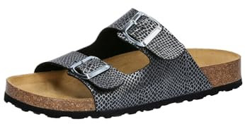 Lico Damen Bioline Platino Pantoletten, Schwarz/Silber, 36 EU