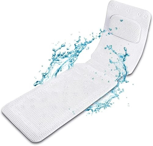 Gatphy Full Body Bath Pillow for Bathtub Waterproof Bath Pillows for Head and Neck Bathtub Pillow Mat with 30 Non-Slip Suction Cups 4D Mesh Full Body Bathtub Cushion for Neck Back Support 125x36cm