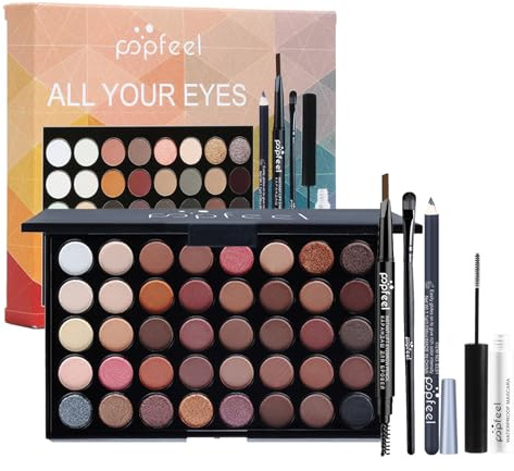 All in One Makeup Kit For Teenager Girls - 40 Colors Eyeshadow Palette - Full Makeup Kit for Women - Multipurpose Essential Starter Bundle with Makeup Brushes,Brow Pencil, Mascara