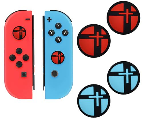 Capuchon de Protection pour Joystick Switch, 4pcs Protege Thumbsticks Grip Couverture Compatible avec Manette Nintendo Switch/Lite Accessoires en Silicone, Bleu Rouge