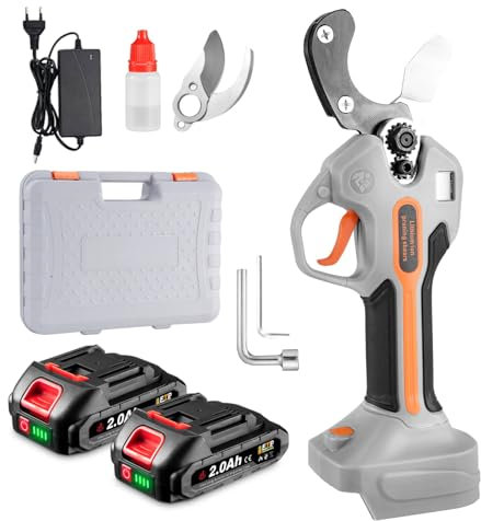 ONEVAN cortatubos de batería, corta inalámbrico tubos de pvc con 2 baterías recargables de 2000 mAh, pantalla digital LCD, diámetro de corte máximo 35 mm, cortador eléctrico para tubos de plástico PVC