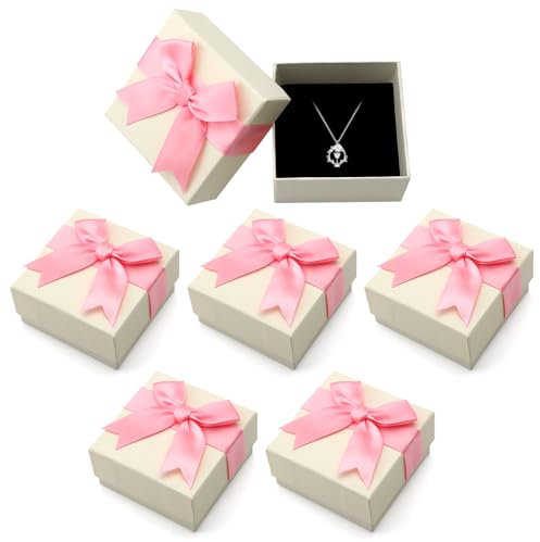 Lot de 6 petites boite cadeau, 7,3 x 7,3 x 3,7 cm Rose boite cadeau vide, petite boite cadeau, boite a cadeau, boite cadeau bijoux, boite bijoux cadeau, boîtes cadeaux, boite cadeau bijoux pour offrir