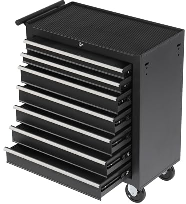 Arltamox 7 Drawers Rolling Tool Chest Cart,Tool Storage Cabinet with 4 Wheels.Portable Tool Cabinet Trolley with Locking System and Drawer Liners.Tool Storage Cart for Garage,Workshop(Black)