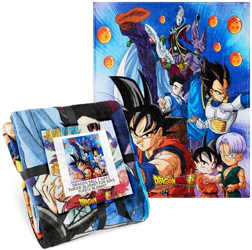 Dragon Ball Z Plaid Polaire 150x130 cm, Couverture Douce et Chaude, Couverture Légère Canapé Lit, Imprimé Goku, Cadeau Enfant et Fans d'Anime