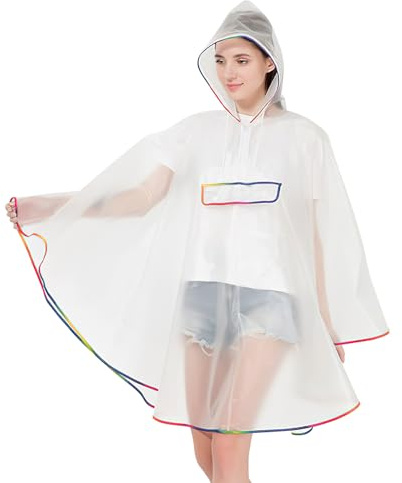 UOCAI Manteau de pluie réutilisable, portable, unisexe, avec cordon de serrage, capuche, pour adulte, vélo, randonnée, camping, pêche