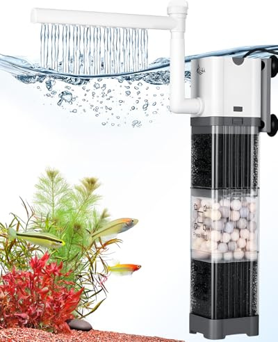 AQQA Fish Tank Filter, 750L/h Internal Aquarium Filter, 8W Quiet Fish Tank Filter Pump for Tanks up to 230L