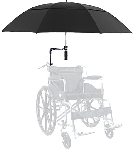 Parasol pour fauteuil roulant - Protection contre la pluie - Universelle - Résistant aux UV - Avec pince - Protection pour fauteuil roulant électrique