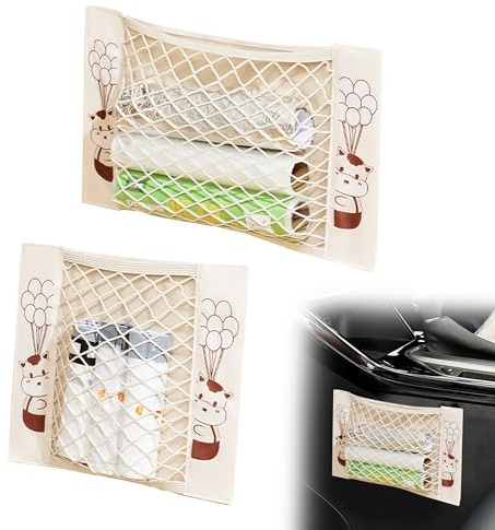 Filet Coffre Voiture, 2 Pièces Filet Rangement pour Voiture, Sac Pocket Organizer Auto avec Élastique Magic Sticker, Multifonctionnel Rangement Mural pour Ustensiles, Caravane, Bateaux, Maison