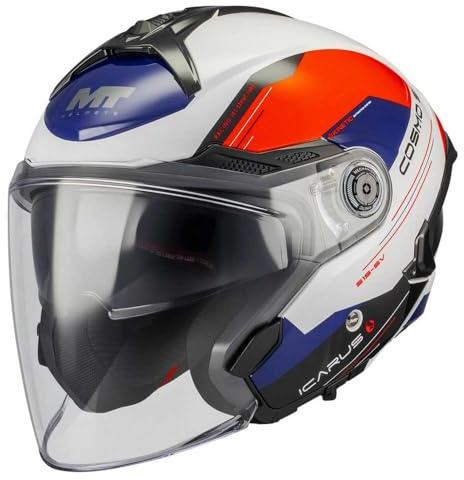 MT Helmets Cosmo SV – Casco Moto Jet Sport con Visor Solar Retráctil, Pantalla de Extracción Rápida Patentada, Interior Lavable y Preparado para Intercomunicador UCS | Homologado ECE 22.06 & DOT