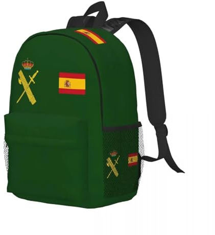 HFDGFJKKL Mochila Bandera de España Plus Emblema Guardia Civil Estudiante Niños Niñas Libro Niños Escuela Portátil Hombro para Hombres Mujeres Regalos de Halloween y Navidad