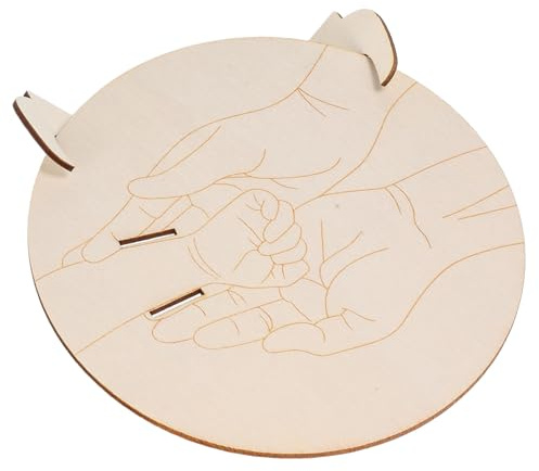 Vaguelly Letrero Grabado de Madera para Recién Nacido con Soporte, Placa Conmemorativa Redonda para Bebés, Recuerdo Hospitalario para Guardería y Decoración Infantil, Set de 2 Piezas (15