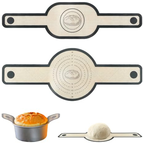 Bakmattor i Silikon, 2 stycken, Rund och Oval | Non-stick, För holländsk ugn, För surdegbröd, pizza och kex, Permanent bakmatta, Med degskrapa