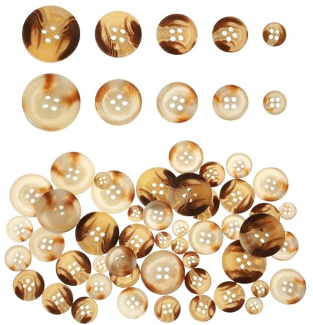 50 Pack Brown Buttons, Resin Suit Buttons in 5 Sizes (10mm-25mm), Long-Lasting Replacement Buttons for Suits, Shirts, Crafts & Everyday Sewing