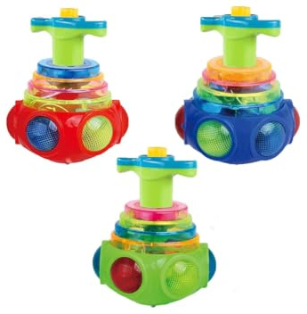 3 Pieces Light Up Spinner Toy,S-pinning Tops, Attention Autism Bucket Toys Flashing Top Gyroscope with Lights and Music for Kids Boys Girls Random Color