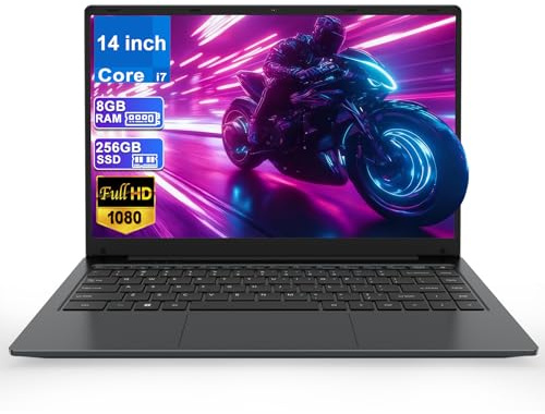 PC Portable 14 pouces FHD, Processeur Core i7, 8 Go RAM, 256 Go SSD