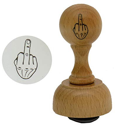 Unbekannt Mittelfinger Holzstempel - Stinkefinger Bürostempel (H 7.5 x D 3.5 cm, braun)