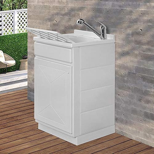 Mobile lavatoio in Resina, ideale per esterni e interni, 45x50-50x50-45x60-60x50-60x60, COMPLETO di asse lavaggio e kit sifone + piletta (50x50)