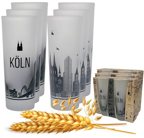 3forCologne Schnapsgläser 6,5cl | 6er Set | Köln Skyline| Pinnchen, Shotgläser, Tequila, Vodka, Obstler, Grappa, in einer schönen Geschenkverpackung.| MADE IN GERMANY