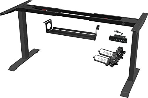 FANZWORK Schreibtisch-Gestell mit 2 Bosch-Motoren, Traglast bis 100kg, elektrisch höhenverstellbar, Memory-Funktion, USB-C, Kabelwanne, Schwarz