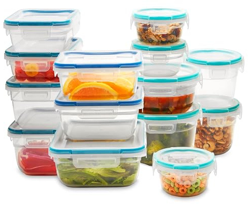 Snapware Total Solutions (14-Pack, Mixed Sizes) Plastic Food Storage Containers Set, Airtight & Leakproof Locking BPA-Free Lids, Freezer Dishwasher Microwave Safe