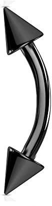 Jewel Barrel Piercing curvo per sopracciglio in acciaio chirurgico, 16 G, 6 mm, 8 mm, 10 mm, 12 mm, Rook Daith, orecchino a banana con punte a cono, 8mm, acciaio chirurgico