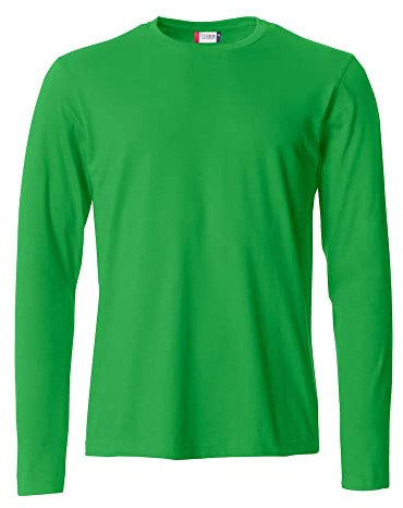 Clique - Camiseta de manga larga para hombre Basic-T L/S, de algodón Jersey, cuello elástico, cinta antisudor, ajuste slim-fit (verde ácido 3XL)